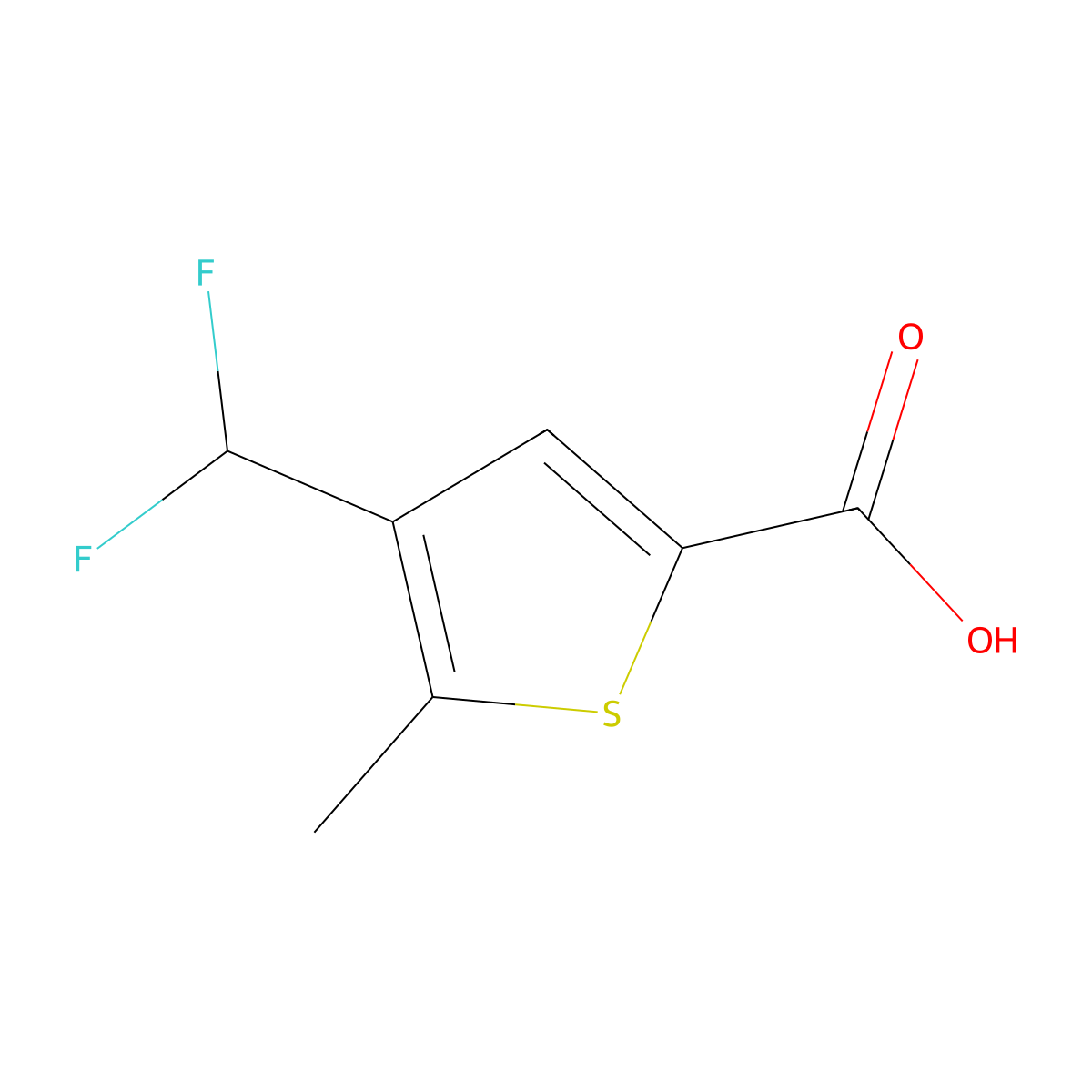 4-(Difluoromethyl)-5-methylthiophene-2-carboxylic acid molecular structure, CAS 2248303-31-1
