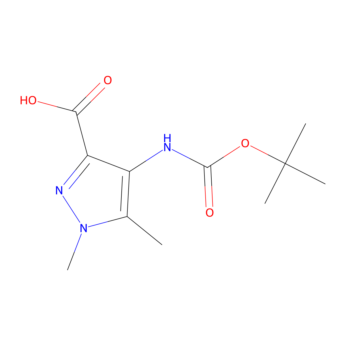 4-{[(tert-butoxy)carbonyl]amino}-1,5-dimethyl-1H-pyrazole-3-carboxylic acid molecular structure, CAS 2248303-45-7