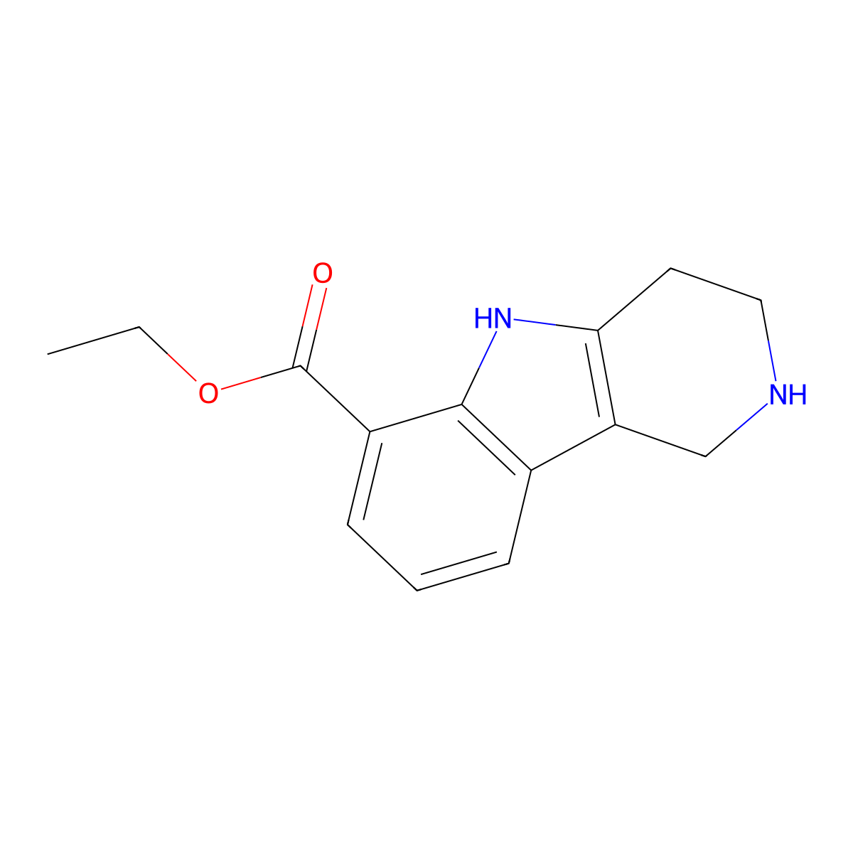 ethyl 1H,2H,3H,4H,5H-pyrido[4,3-b]indole-6-carboxylate molecular structure, CAS 2248303-98-0