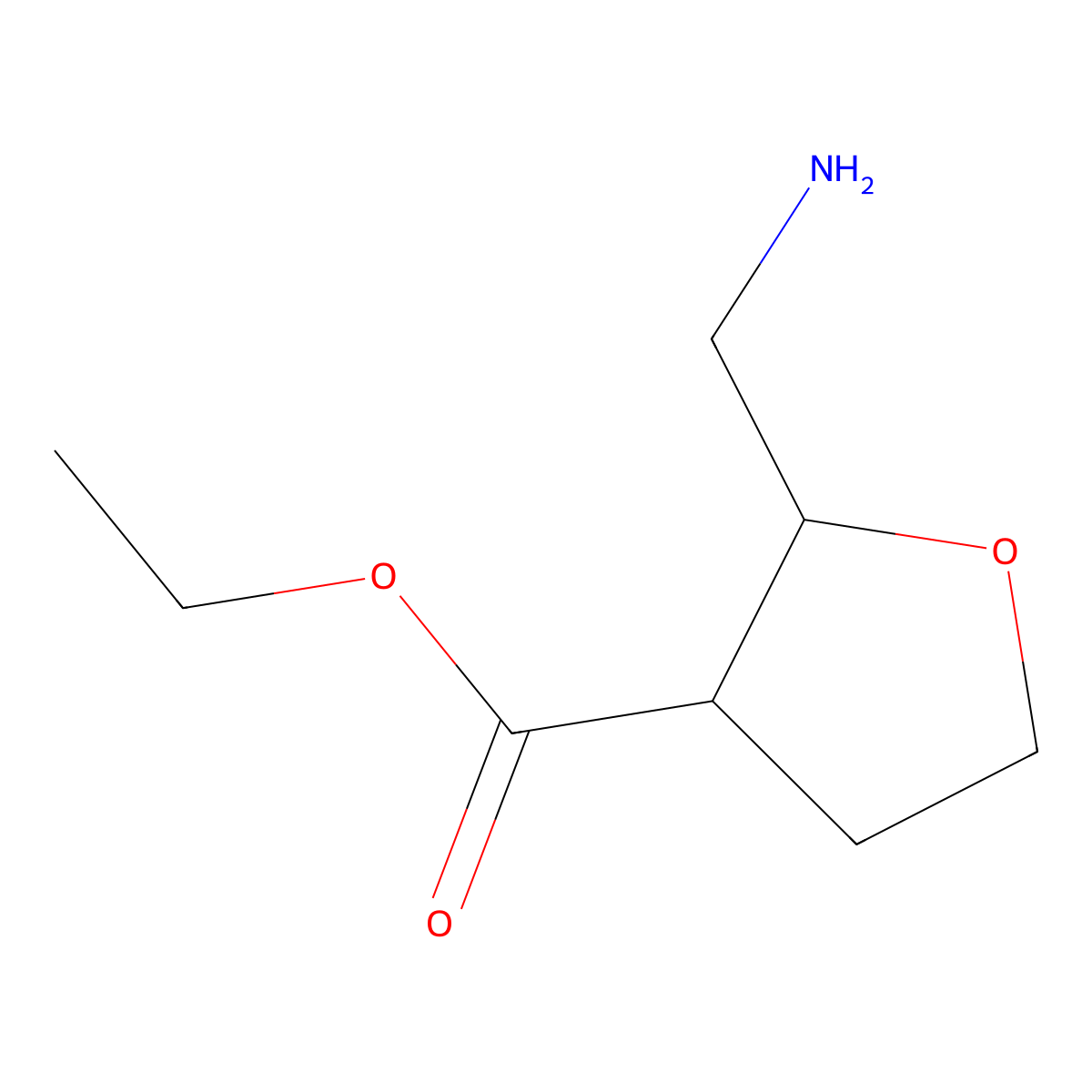 Ethyl 2-(aminomethyl)oxolane-3-carboxylate molecular structure, CAS 2248304-04-1