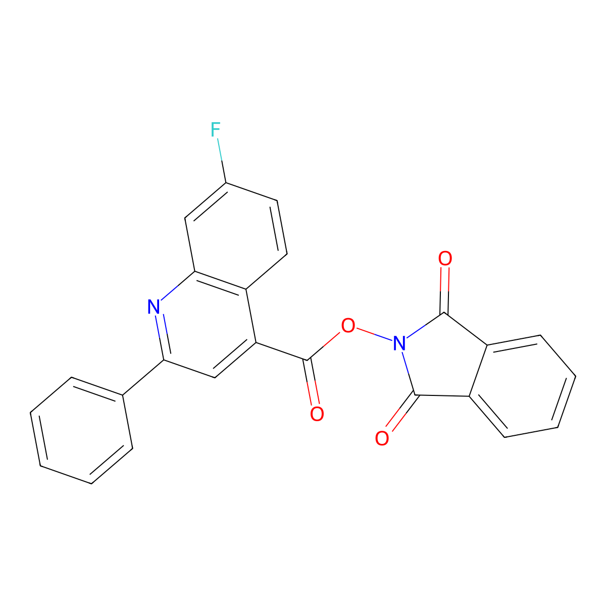 1,3-dioxo-2,3-dihydro-1H-isoindol-2-yl 7-fluoro-2-phenylquinoline-4-carboxylate molecular structure, CAS 2248304-60-9