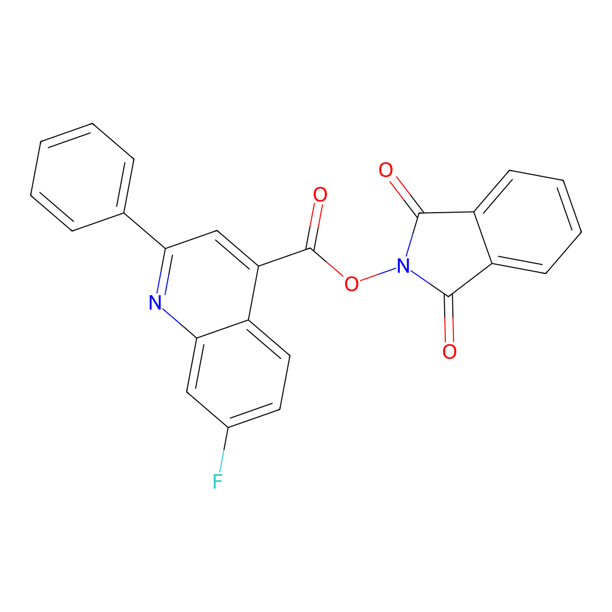 1,3-dioxo-2,3-dihydro-1H-isoindol-2-yl 7-fluoro-2-phenylquinoline-4-carboxylate molecular structure, CAS 2248304-60-9