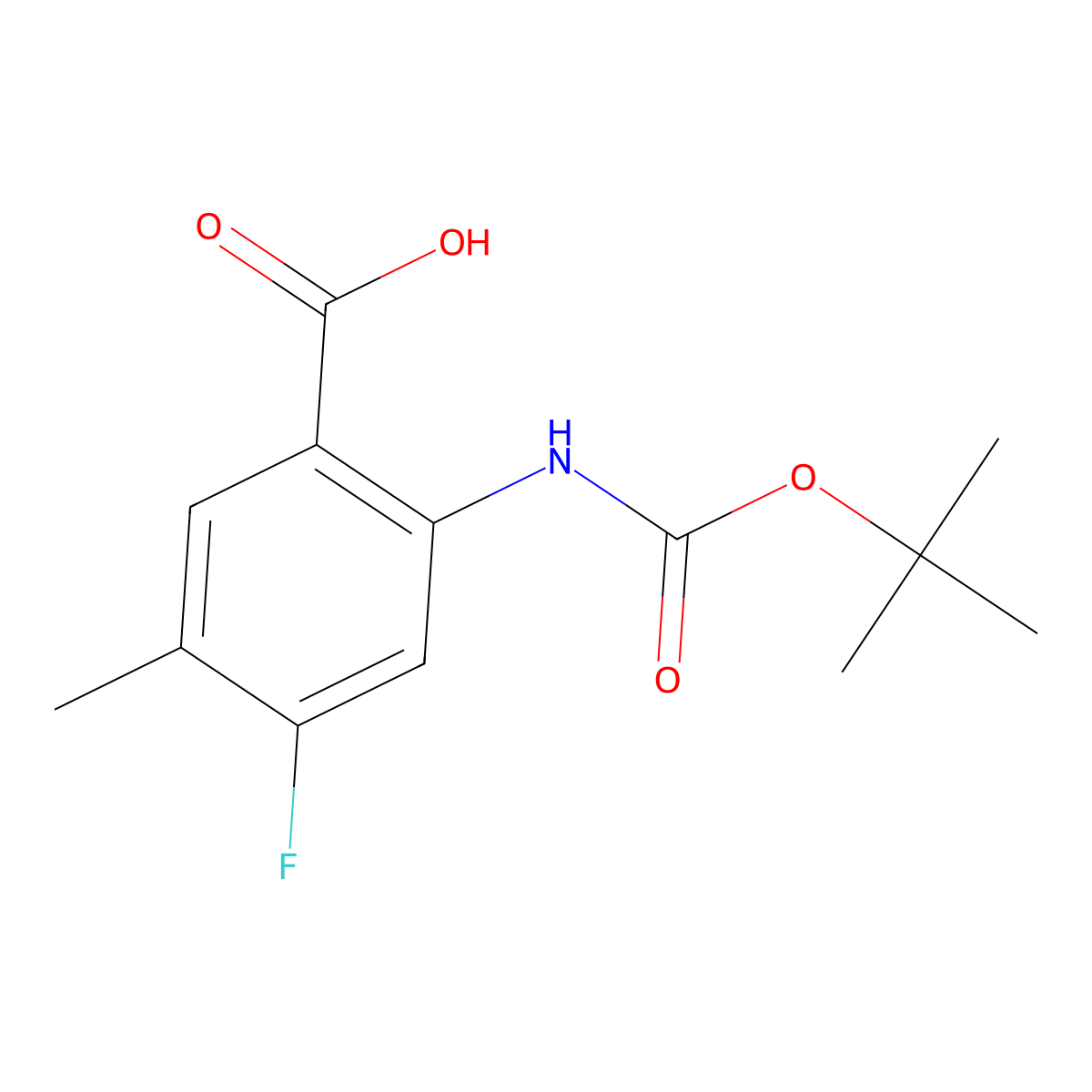 2-{[(Tert-butoxy)carbonyl]amino}-4-fluoro-5-methylbenzoic acid molecular structure, CAS 2248304-63-2