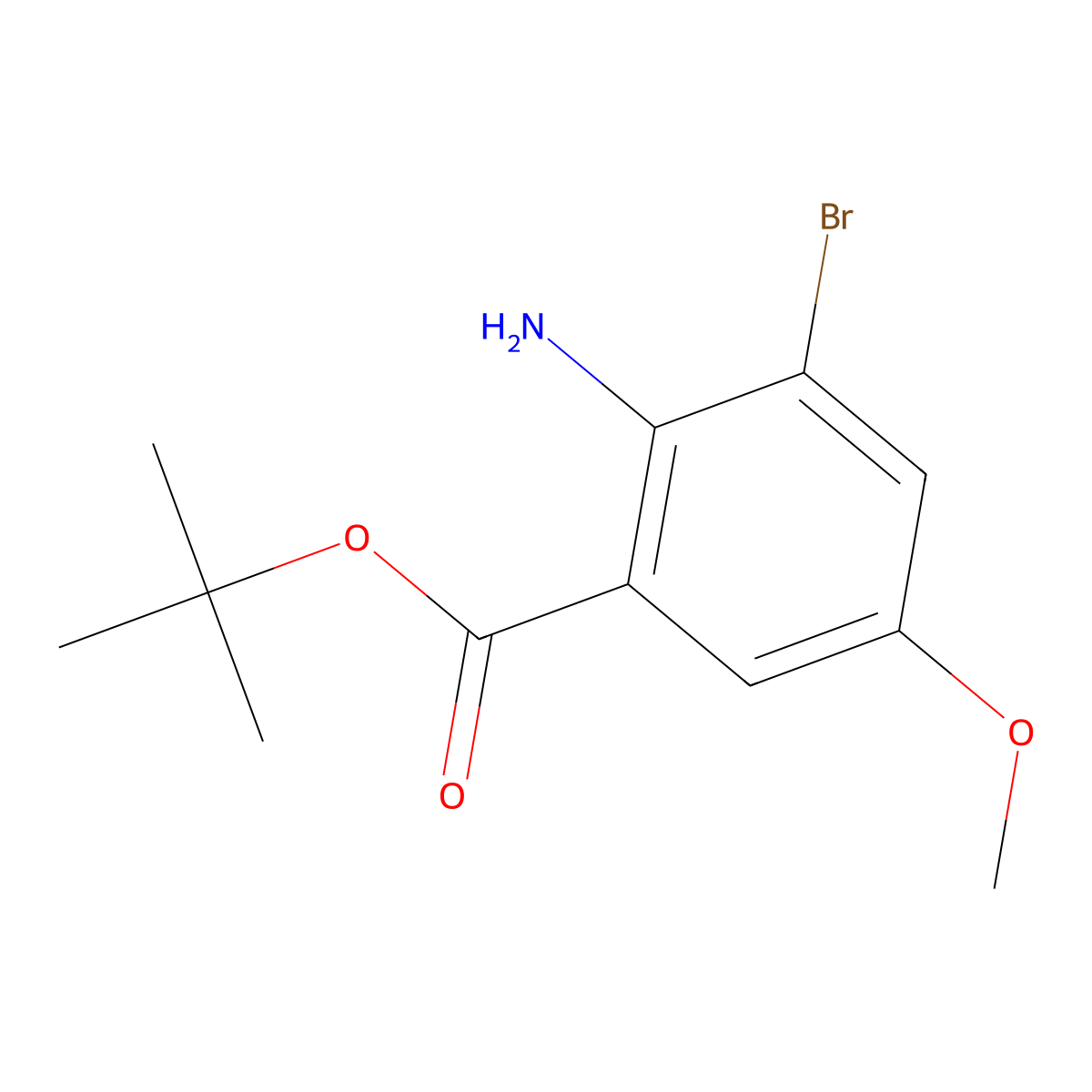 Tert-butyl 2-amino-3-bromo-5-methoxybenzoate molecular structure, CAS 2248304-73-4