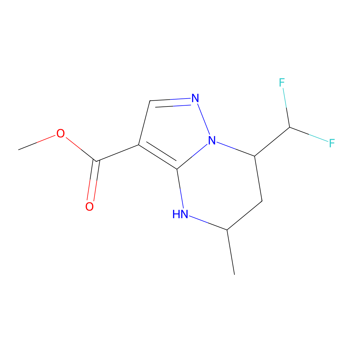 rac-methyl (5R,7R)-7-(difluoromethyl)-5-methyl-4H,5H,6H,7H-pyrazolo[1,5-a]pyrimidine-3-carboxylate molecular structure, CAS 2248305-43-1