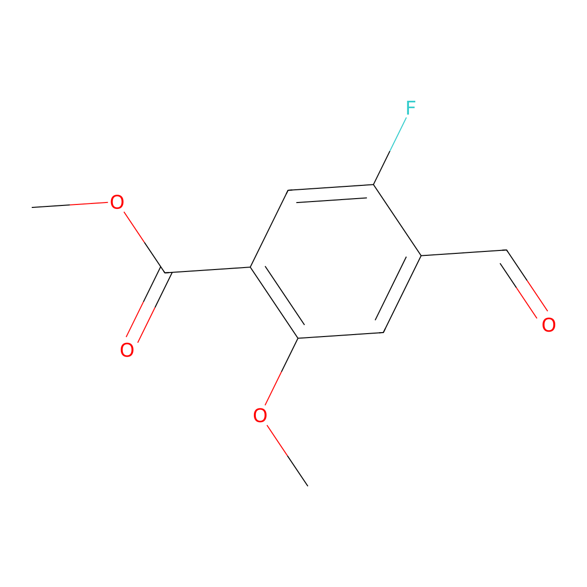 Methyl 5-fluoro-4-formyl-2-methoxybenzoate molecular structure, CAS 2248305-51-1