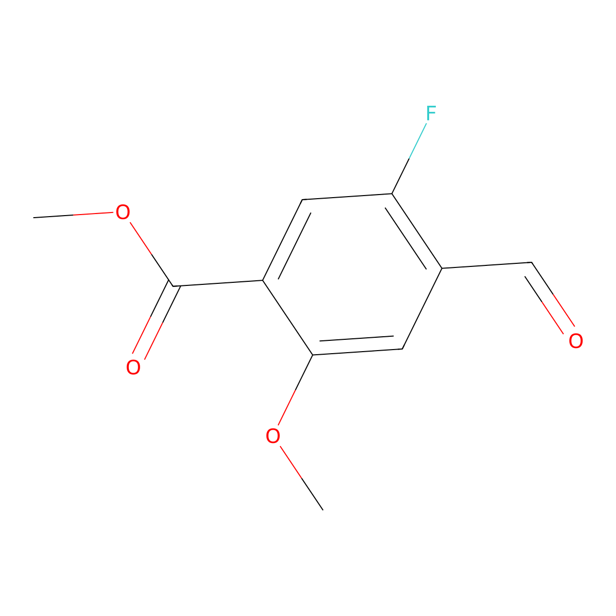 Methyl 5-fluoro-4-formyl-2-methoxybenzoate molecular structure, CAS 2248305-51-1