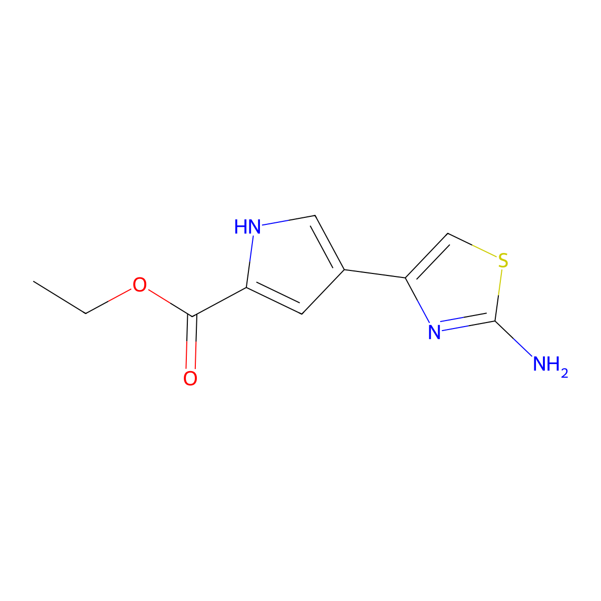 Ethyl 4-(2-amino-1,3-thiazol-4-yl)-1H-pyrrole-2-carboxylate molecular structure, CAS 2248309-37-5