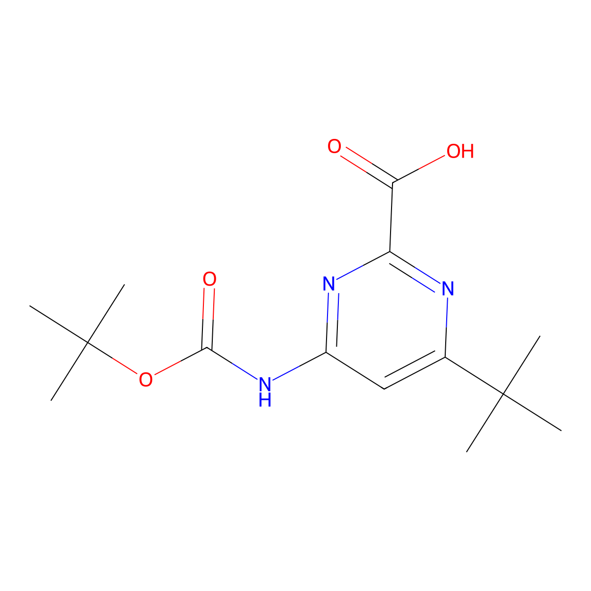 4-{[(Tert-butoxy)carbonyl]amino}-6-tert-butylpyrimidine-2-carboxylic acid molecular structure, CAS 2248309-63-7