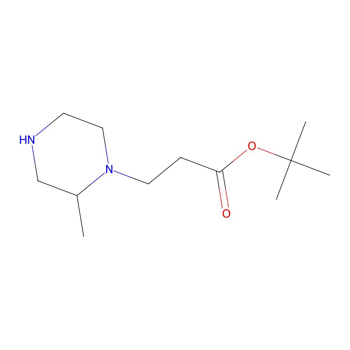 Tert-butyl 3-(2-methylpiperazin-1-yl)propanoate molecular structure, CAS 2248309-69-3