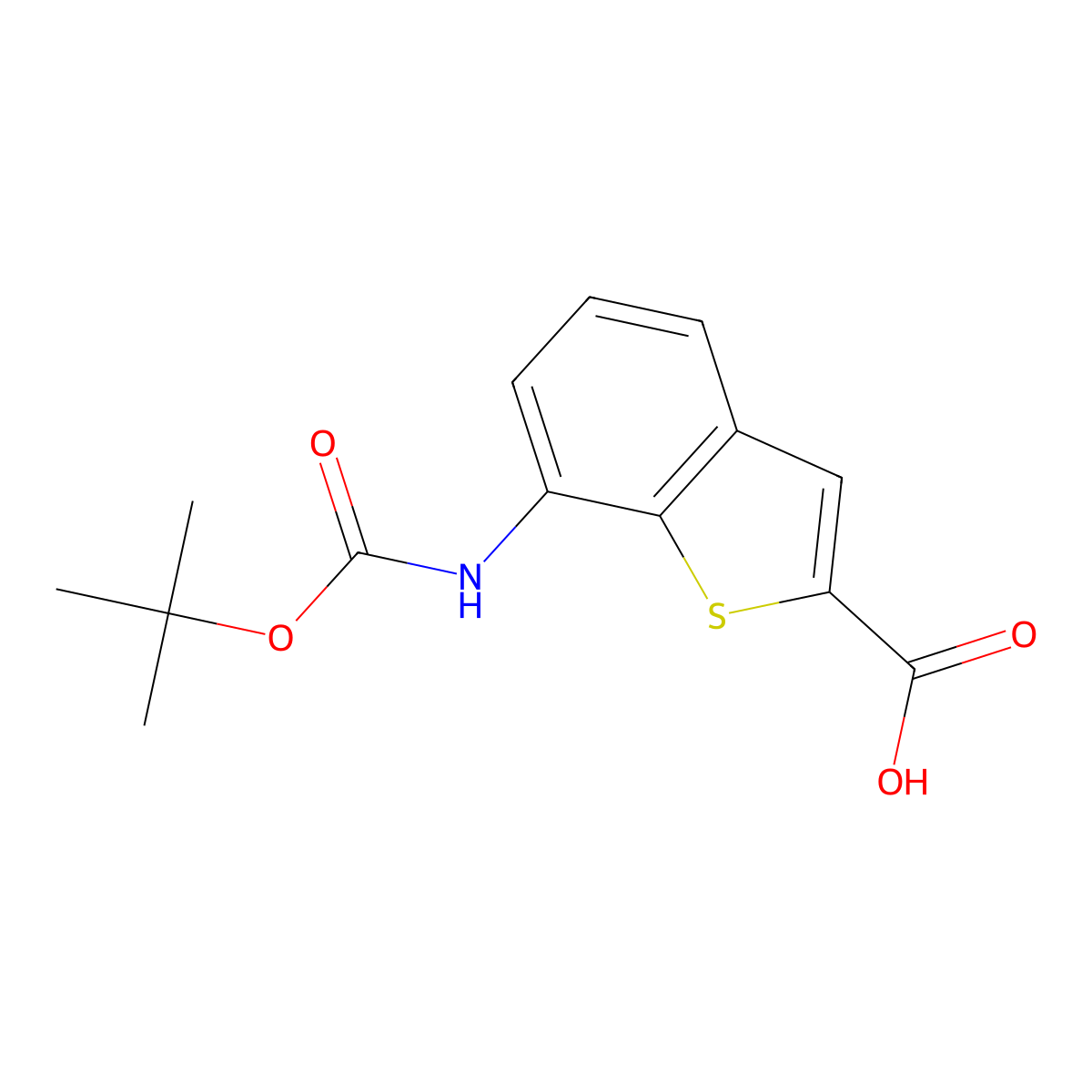 7-{[(Tert-butoxy)carbonyl]amino}-1-benzothiophene-2-carboxylic acid molecular structure, CAS 2248310-17-8