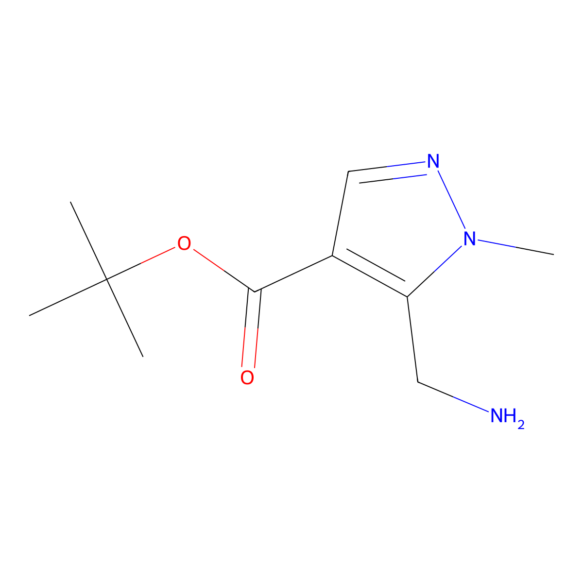 tert-butyl 5-(aminomethyl)-1-methyl-1H-pyrazole-4-carboxylate molecular structure, CAS 2248310-43-0