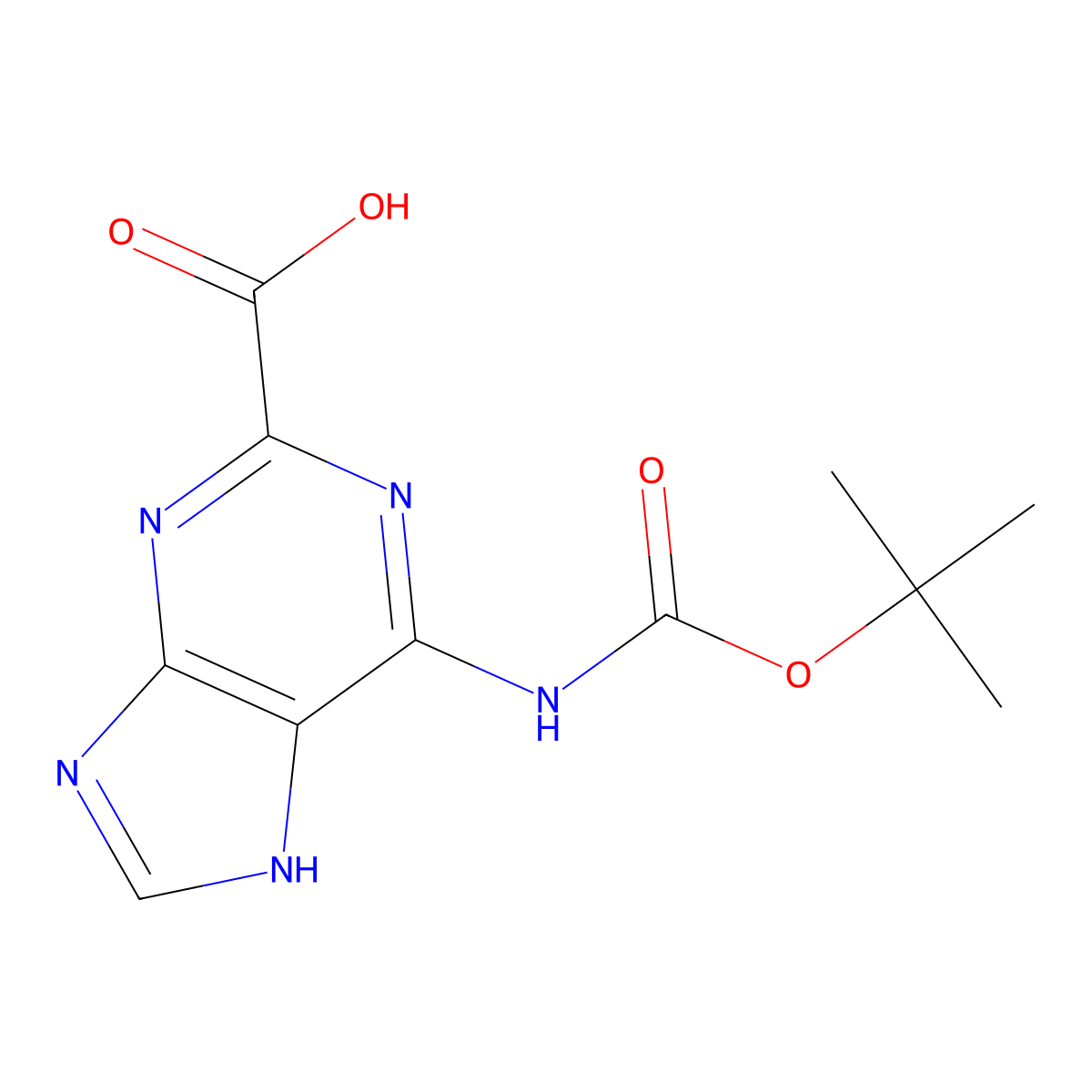 6-{[(tert-butoxy)carbonyl]amino}-1H-purine-2-carboxylic acid molecular structure, CAS 2248310-56-5
