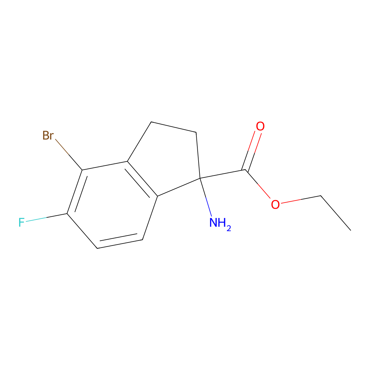 ethyl 1-amino-4-bromo-5-fluoro-2,3-dihydro-1H-indene-1-carboxylate molecular structure, CAS 2248310-64-5