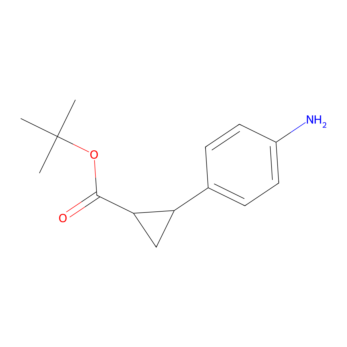 rac-tert-butyl (1R,2R)-2-(4-aminophenyl)cyclopropane-1-carboxylate molecular structure, CAS 2248310-68-9