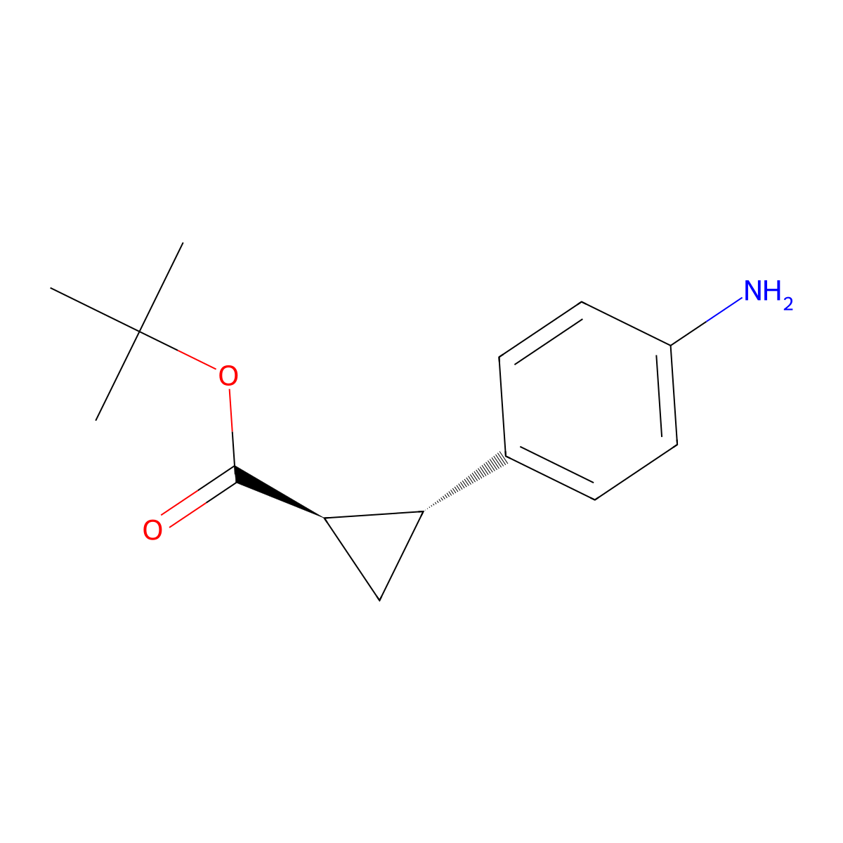 rac-tert-butyl (1R,2R)-2-(4-aminophenyl)cyclopropane-1-carboxylate molecular structure, CAS 2248310-68-9