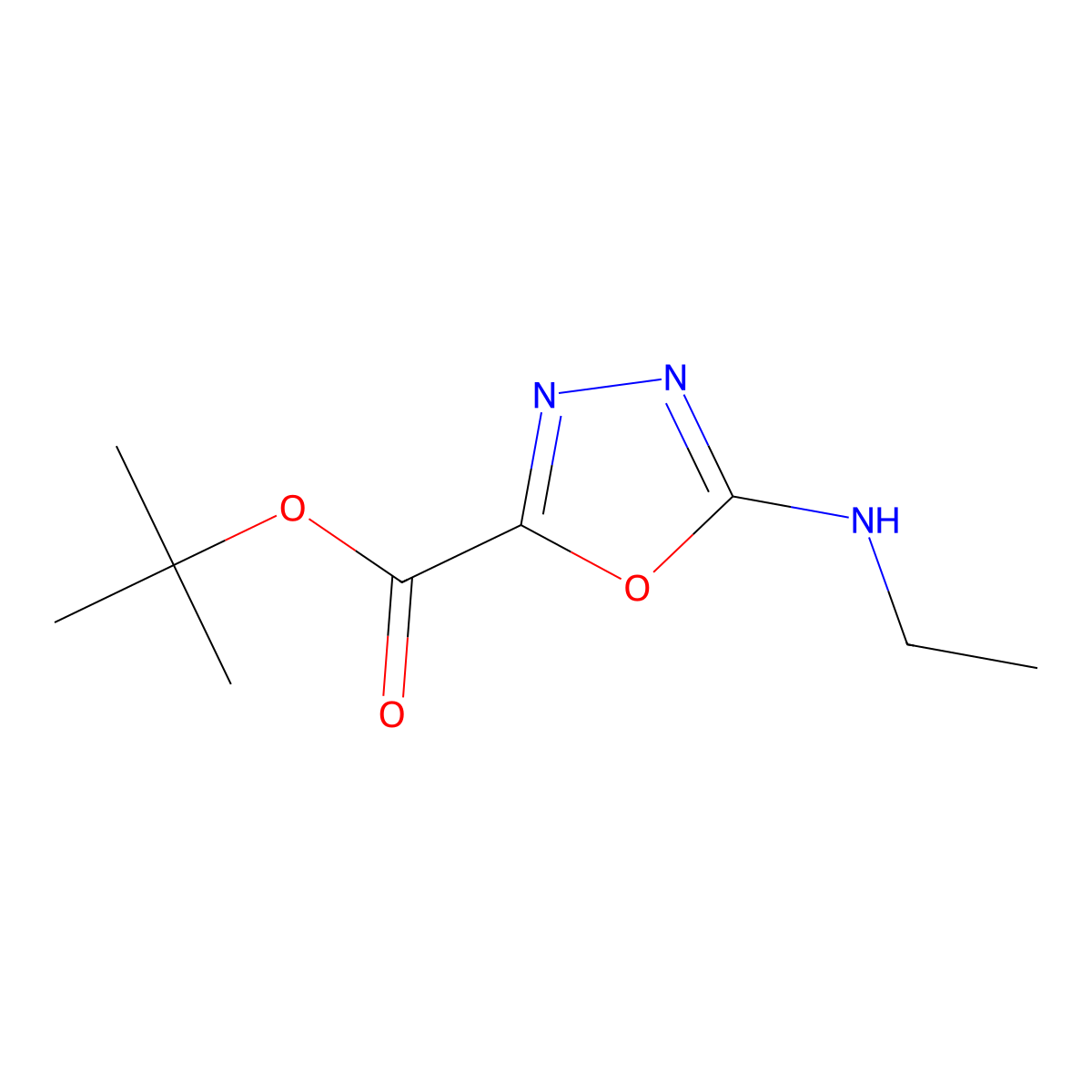Tert-butyl 5-(ethylamino)-1,3,4-oxadiazole-2-carboxylate molecular structure, CAS 2248310-93-0