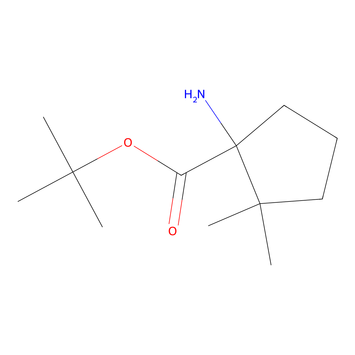 Tert-butyl 1-amino-2,2-dimethylcyclopentane-1-carboxylate molecular structure, CAS 2248310-97-4