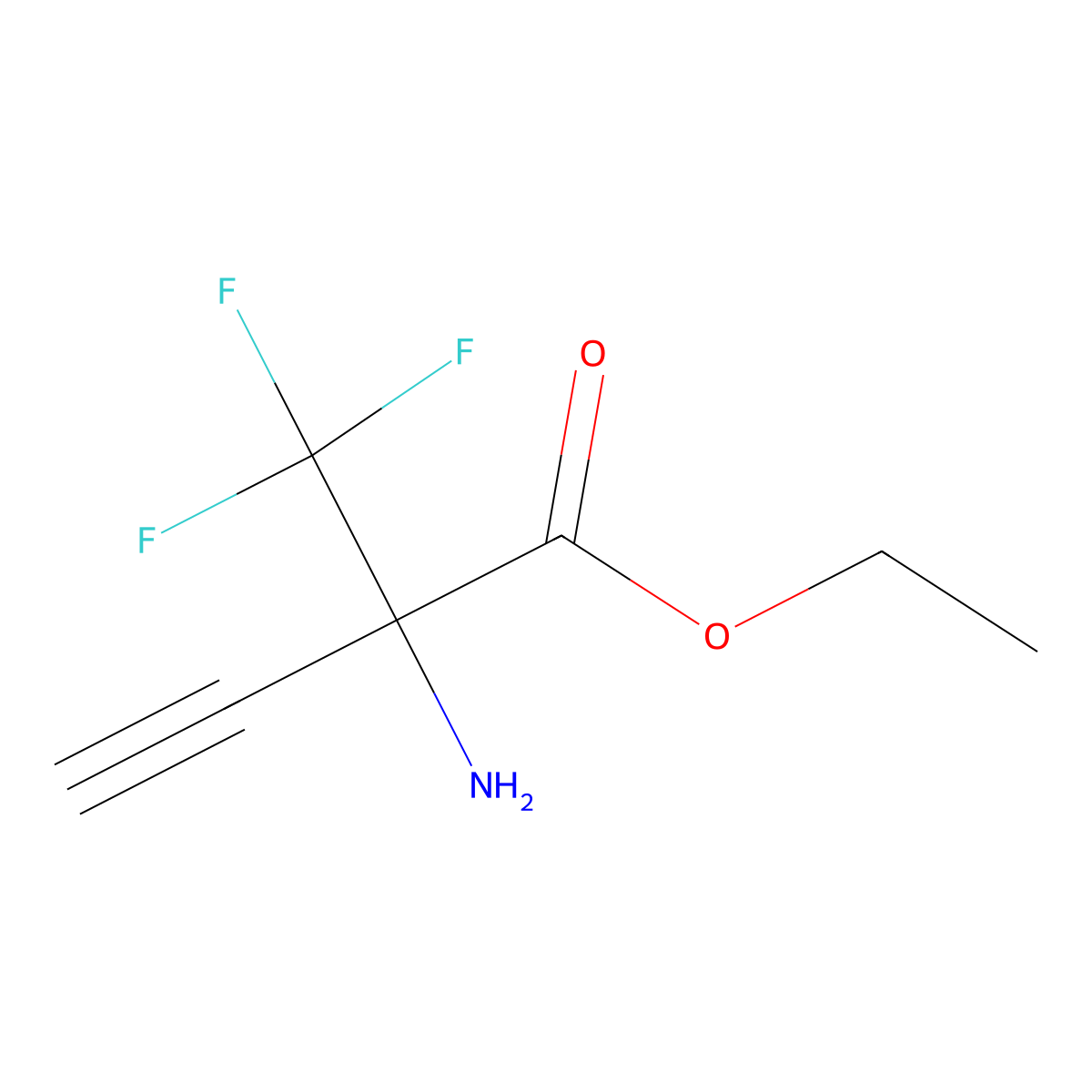 Ethyl 2-amino-2-(trifluoromethyl)but-3-ynoate molecular structure, CAS 2248311-41-1