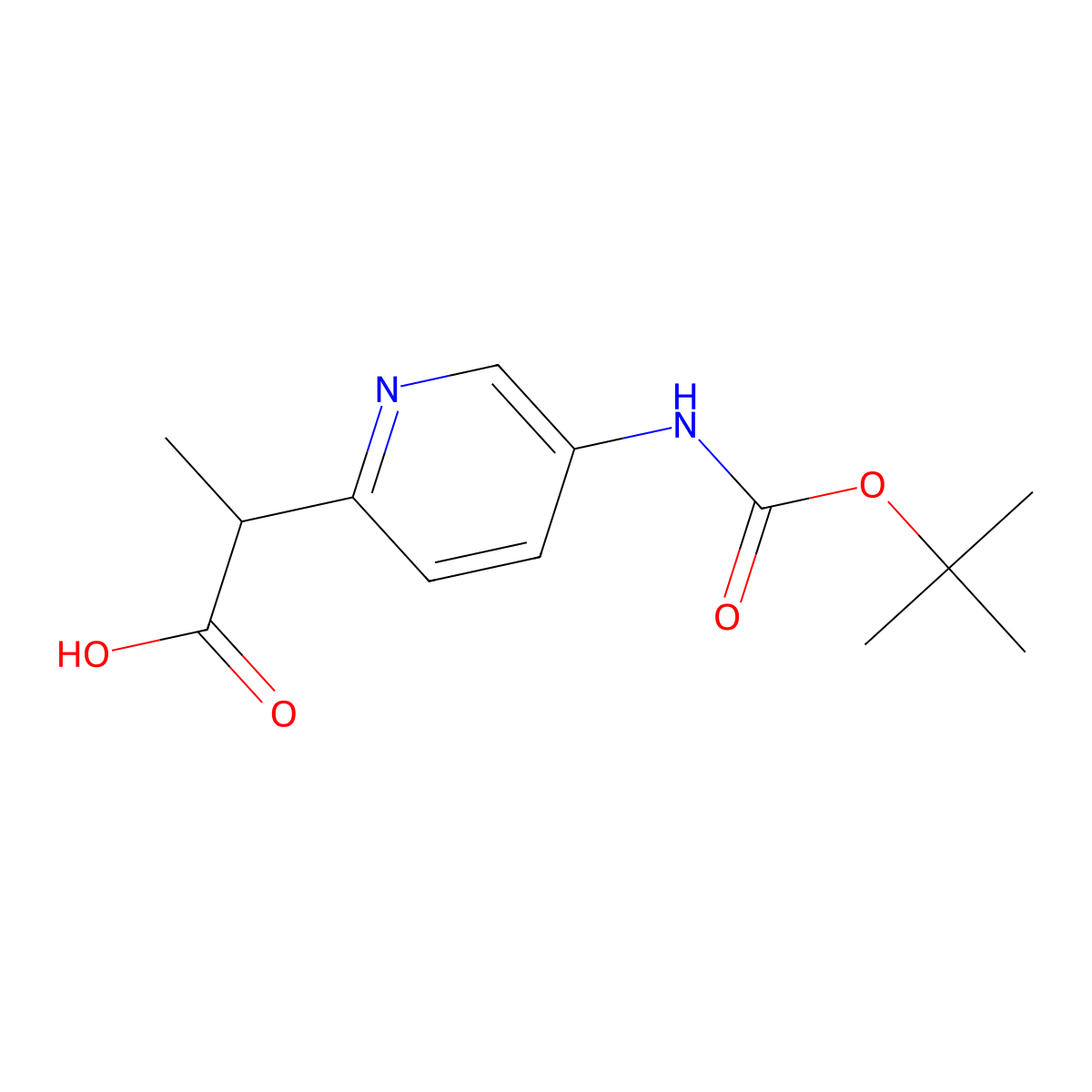 2-(5-{[(Tert-butoxy)carbonyl]amino}pyridin-2-yl)propanoic acid molecular structure, CAS 2248311-87-5