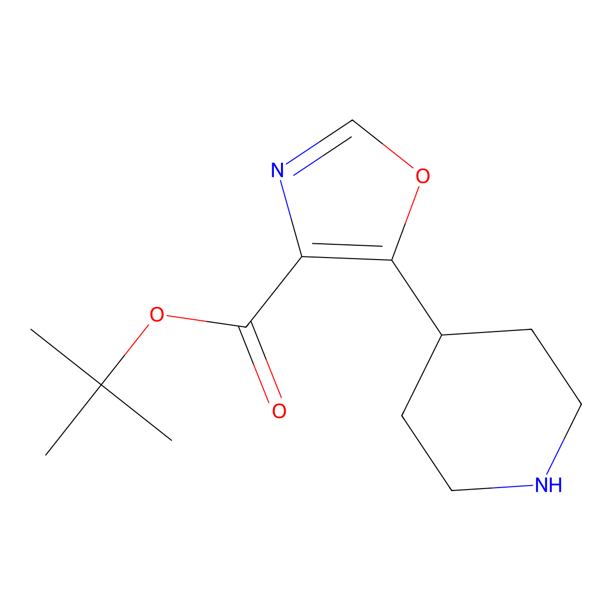 Tert-butyl 5-(piperidin-4-yl)-1,3-oxazole-4-carboxylate molecular structure, CAS 2248311-95-5