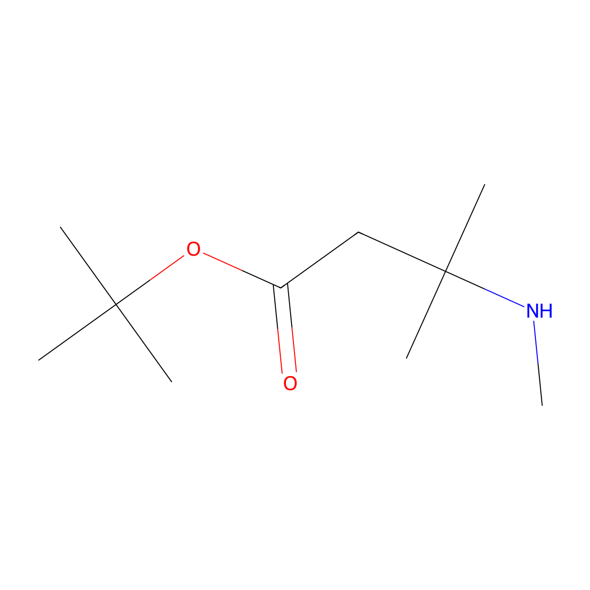 Tert-butyl 3-methyl-3-(methylamino)butanoate molecular structure, CAS 2248312-06-1