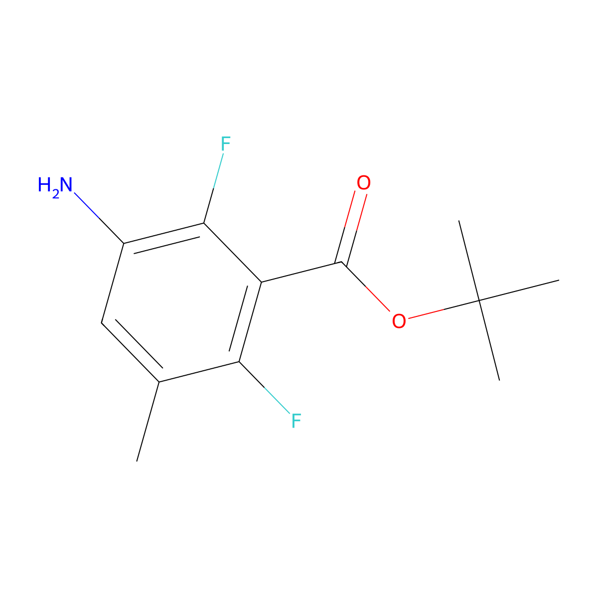 Tert-butyl 3-amino-2,6-difluoro-5-methylbenzoate molecular structure, CAS 2248313-08-6