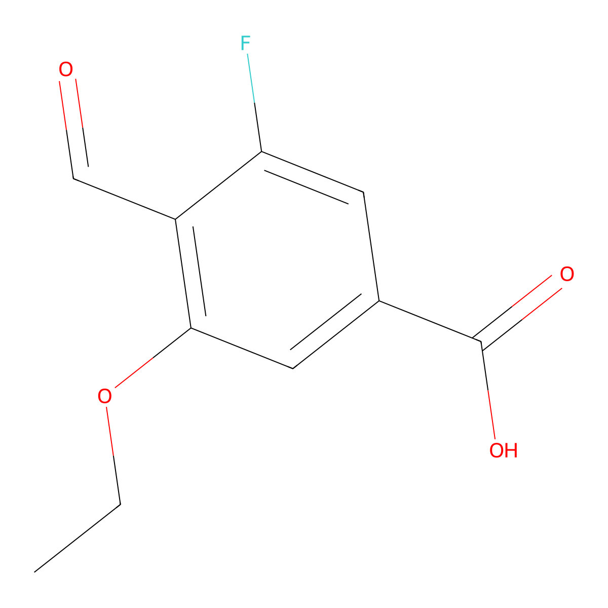 3-Ethoxy-5-fluoro-4-formylbenzoic acid molecular structure, CAS 2248313-99-5