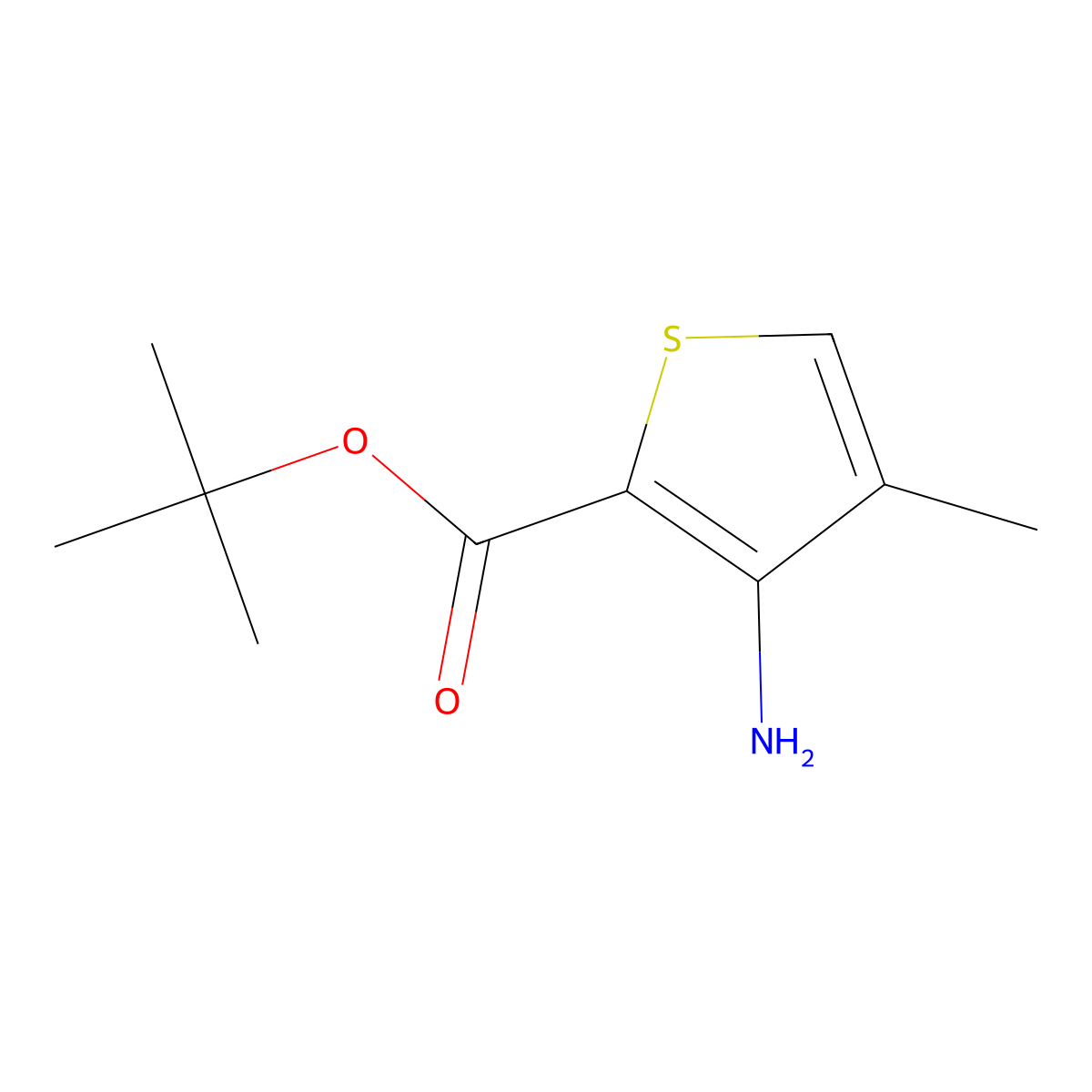 Tert-butyl 3-amino-4-methylthiophene-2-carboxylate molecular structure, CAS 2248314-35-2