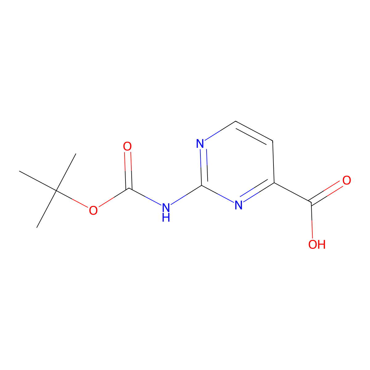 2-{[(Tert-butoxy)carbonyl]amino}pyrimidine-4-carboxylic acid molecular structure, CAS 2248314-44-3