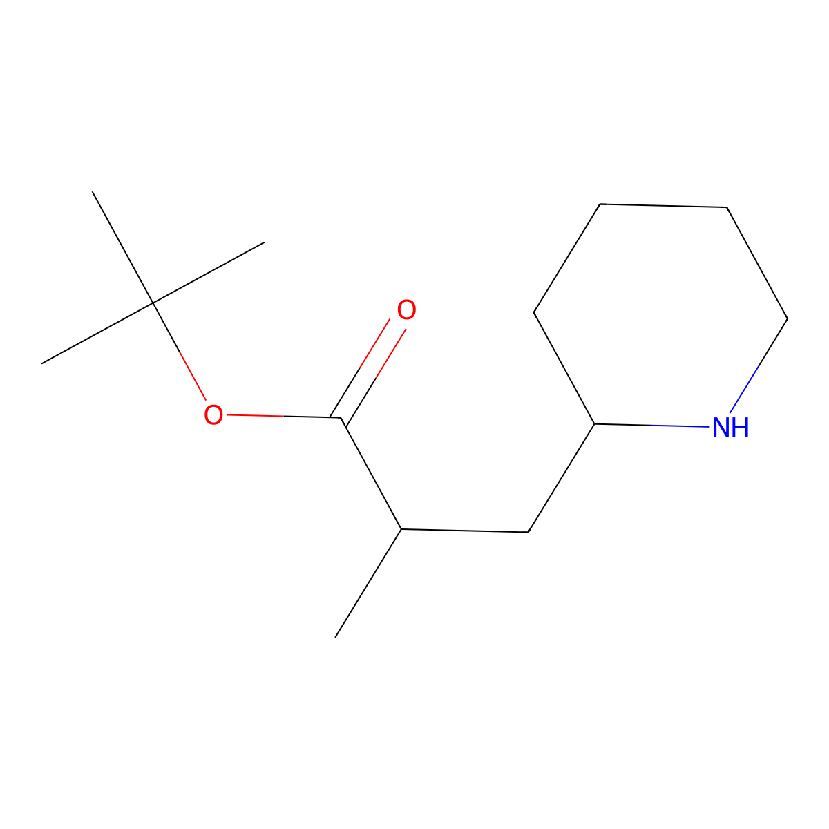 Tert-butyl 2-methyl-3-(piperidin-2-yl)propanoate molecular structure, CAS 2248314-47-6