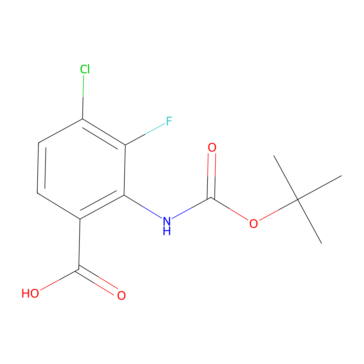 2-{[(Tert-butoxy)carbonyl]amino}-4-chloro-3-fluorobenzoic acid molecular structure, CAS 2248315-54-8