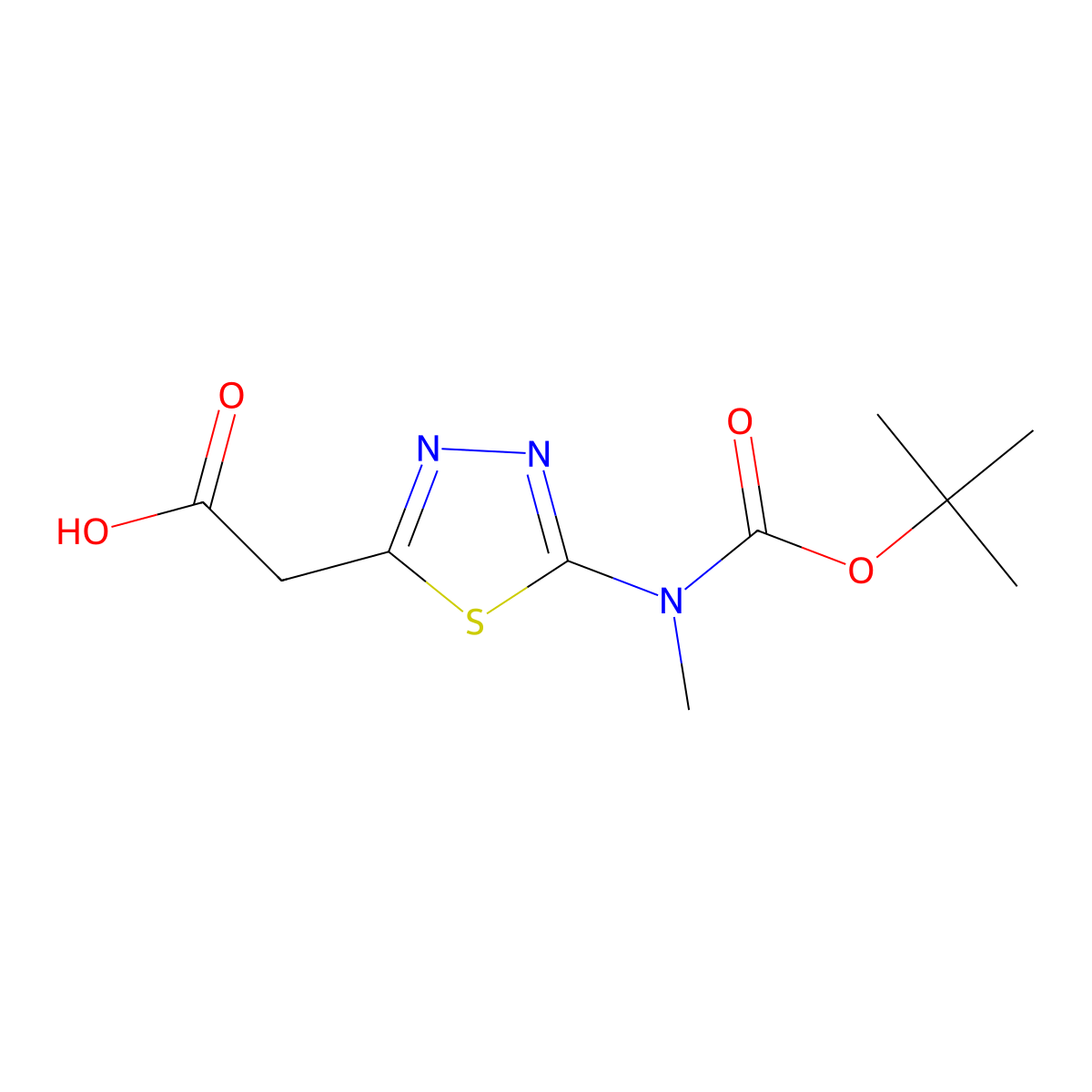 2-(5-{[(Tert-butoxy)carbonyl](methyl)amino}-1,3,4-thiadiazol-2-yl)acetic acid molecular structure, CAS 2248315-72-0