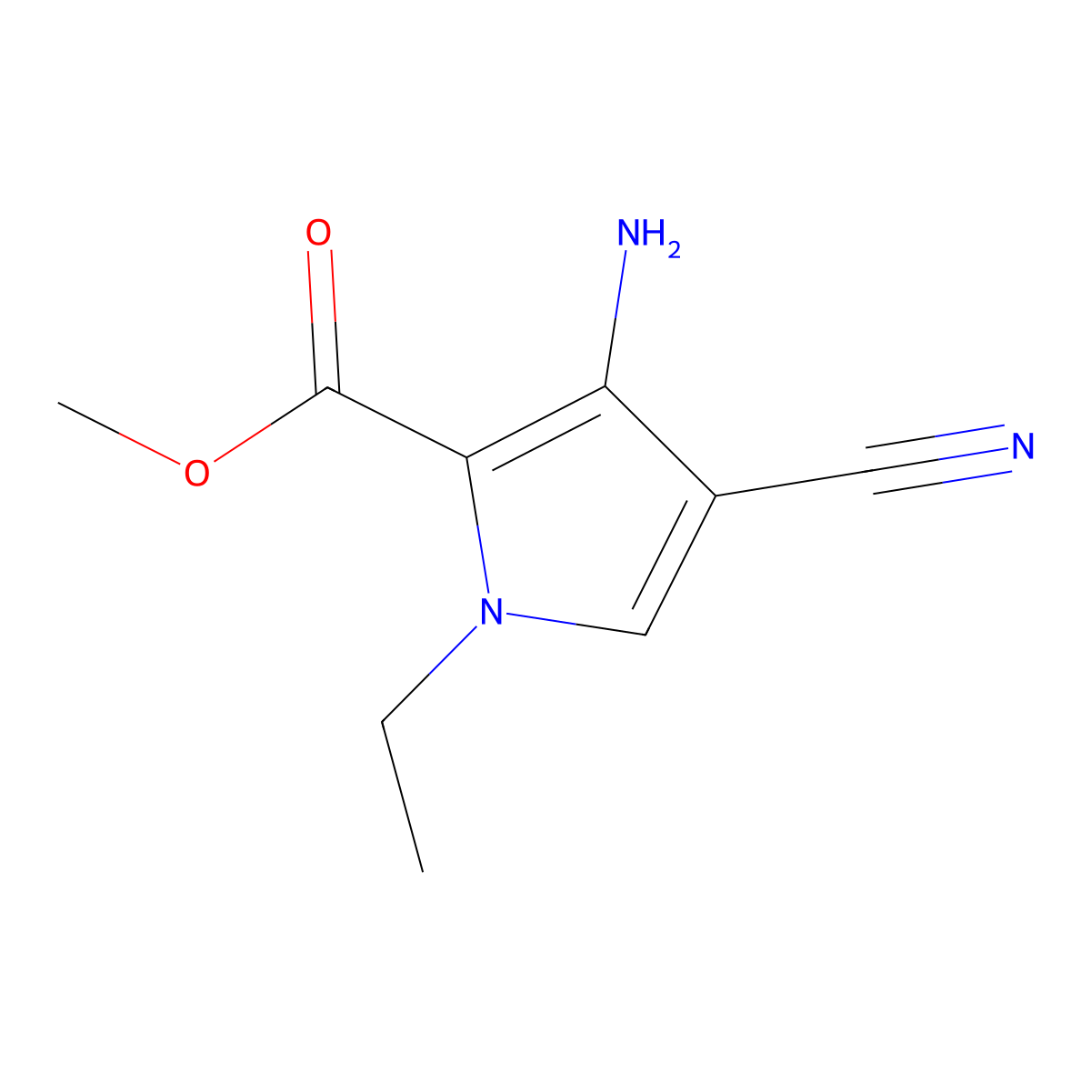methyl 3-amino-4-cyano-1-ethyl-1H-pyrrole-2-carboxylate molecular structure, CAS 2248316-09-6