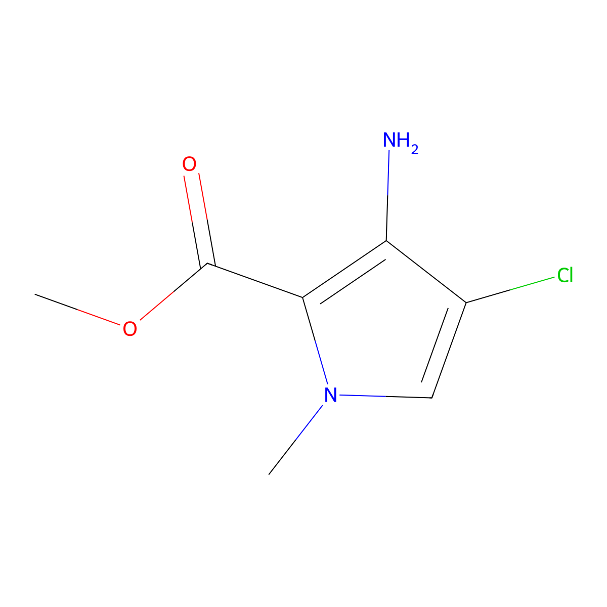 methyl 3-amino-4-chloro-1-methyl-1H-pyrrole-2-carboxylate molecular structure, CAS 2248316-14-3