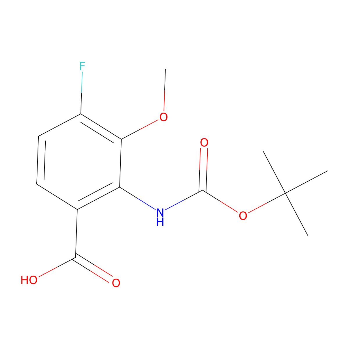 2-{[(Tert-butoxy)carbonyl]amino}-4-fluoro-3-methoxybenzoic acid molecular structure, CAS 2248316-24-5