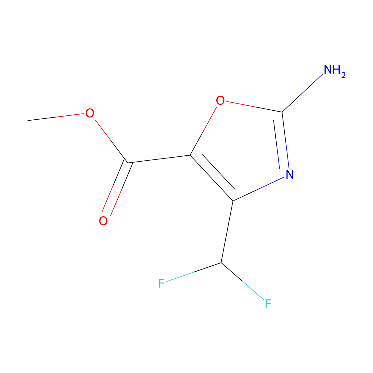 Methyl 2-amino-4-(difluoromethyl)-1,3-oxazole-5-carboxylate molecular structure, CAS 2248316-28-9
