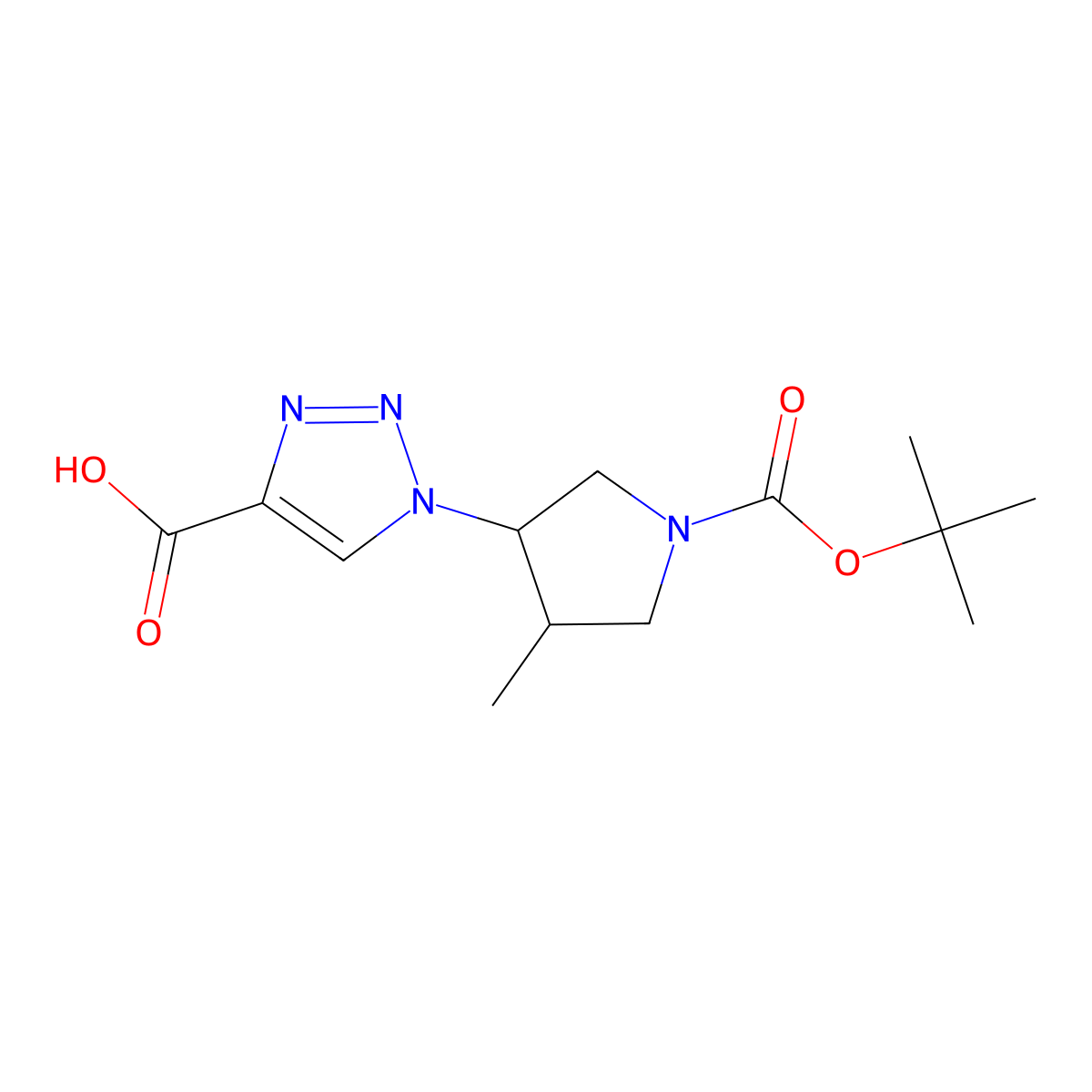 1-[(3S,4R)-4-Methyl-1-[(2-methylpropan-2-yl)oxycarbonyl]pyrrolidin-3-yl]triazole-4-carboxylic acid molecular structure, CAS 2248316-29-0