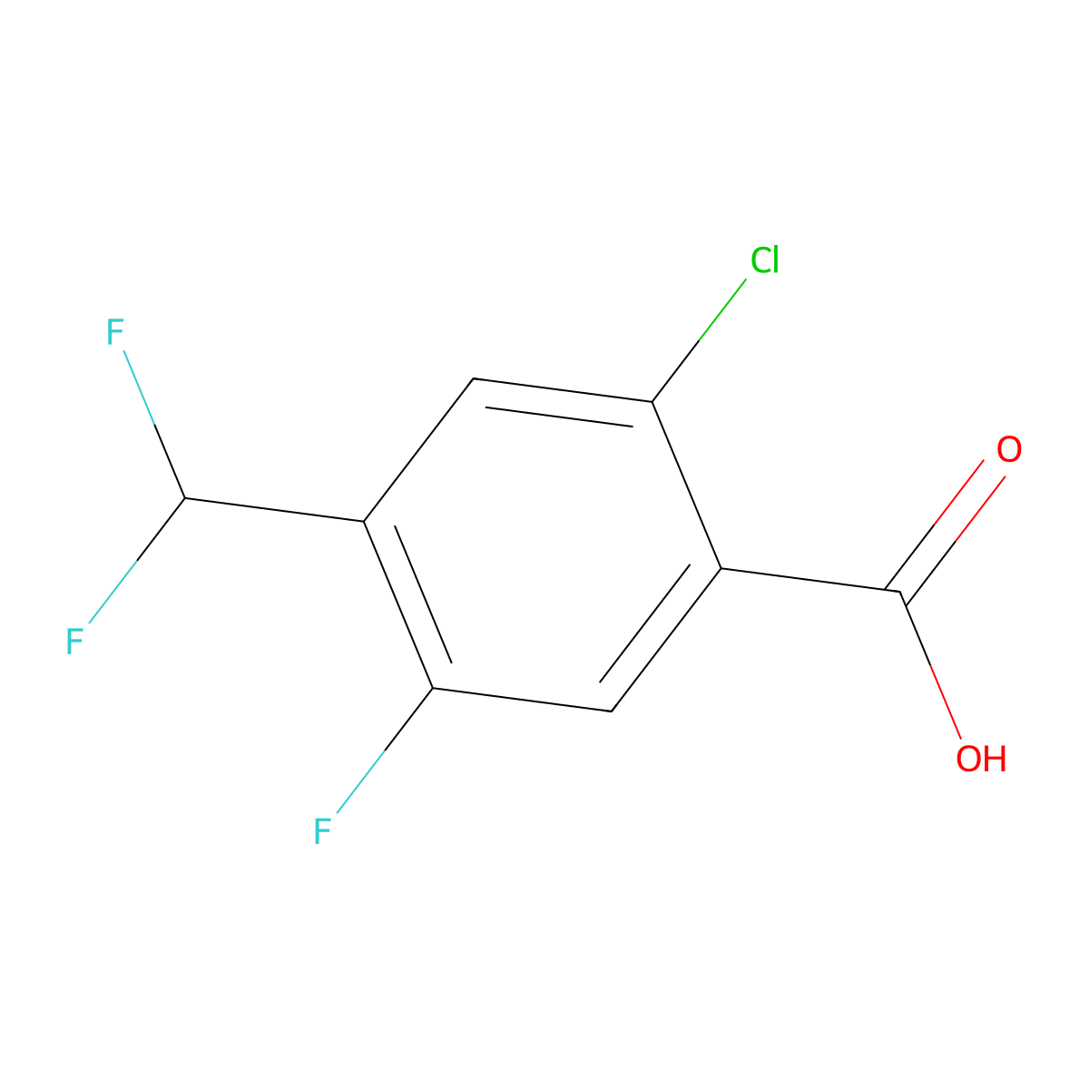 2-Chloro-4-(difluoromethyl)-5-fluorobenzoic acid molecular structure, CAS 2248316-33-6
