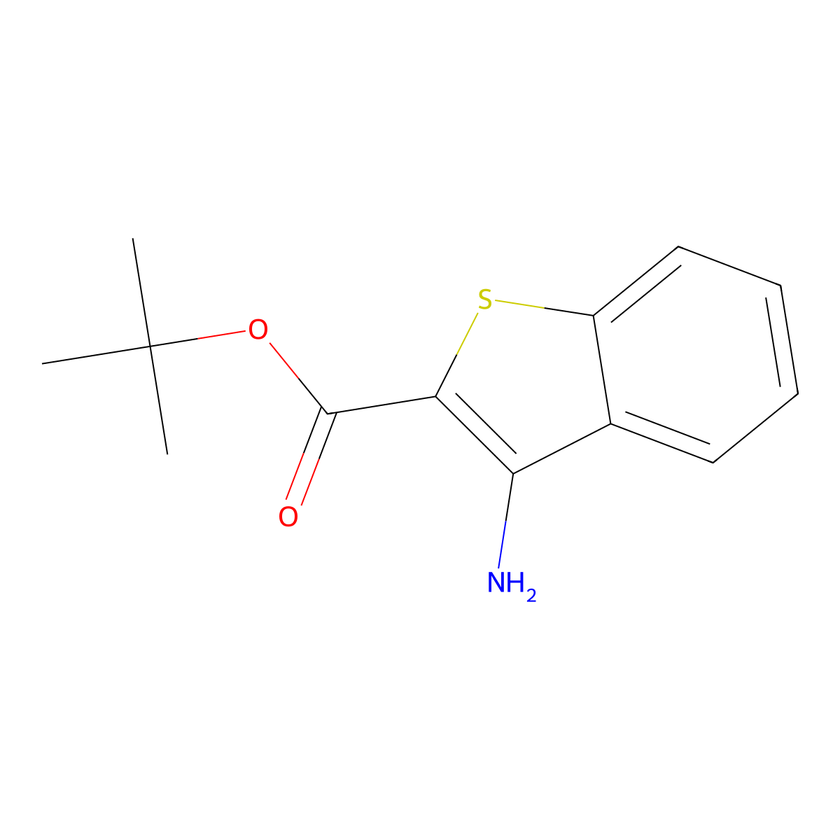 Tert-butyl 3-amino-1-benzothiophene-2-carboxylate molecular structure, CAS 2248316-55-2