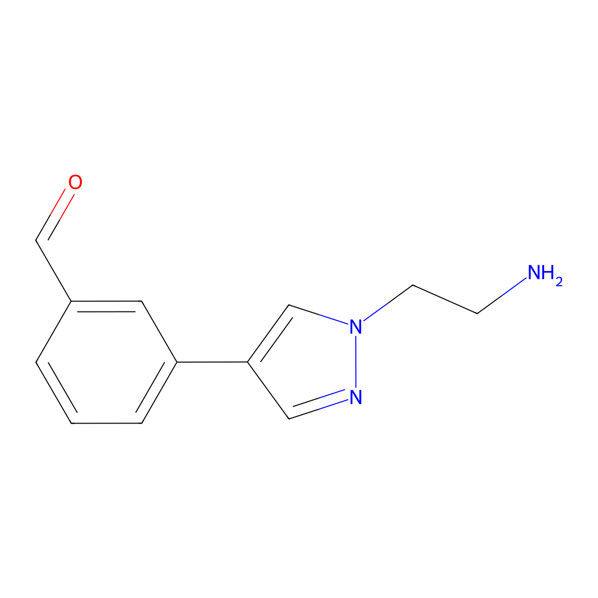 3-[1-(2-aminoethyl)-1H-pyrazol-4-yl]benzaldehyde molecular structure, CAS 2248317-39-5