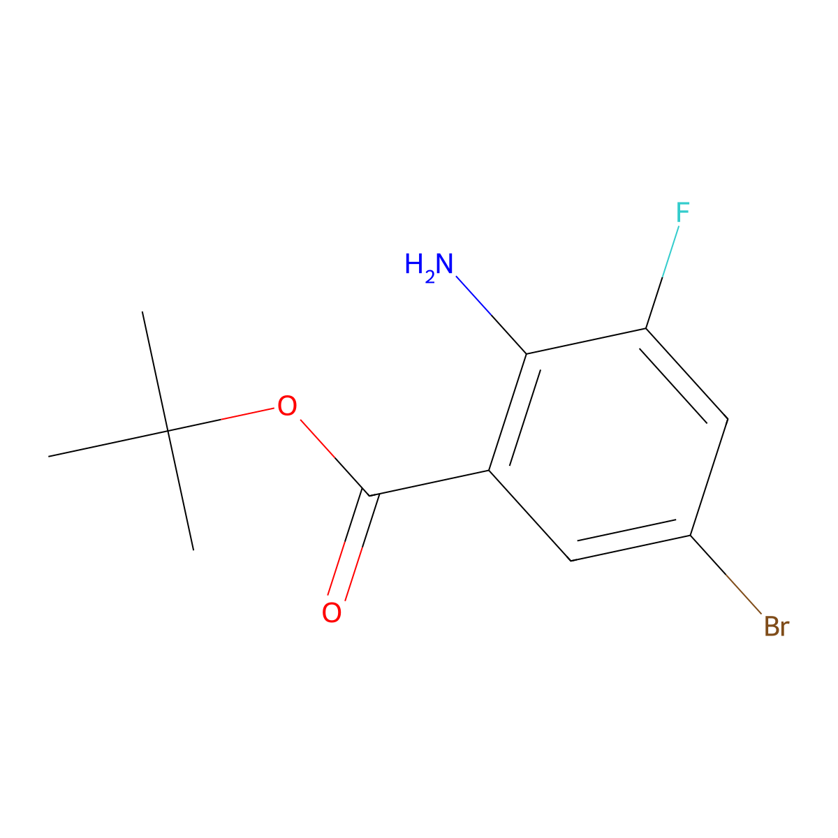 Tert-butyl 2-amino-5-bromo-3-fluorobenzoate molecular structure, CAS 2248317-75-9