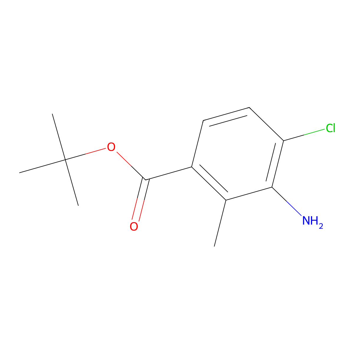 Tert-butyl 3-amino-4-chloro-2-methylbenzoate molecular structure, CAS 2248317-97-5
