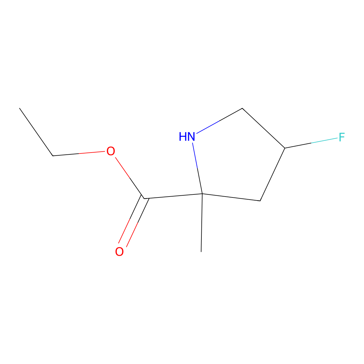 Ethyl 4-fluoro-2-methylpyrrolidine-2-carboxylate molecular structure, CAS 2248318-05-8