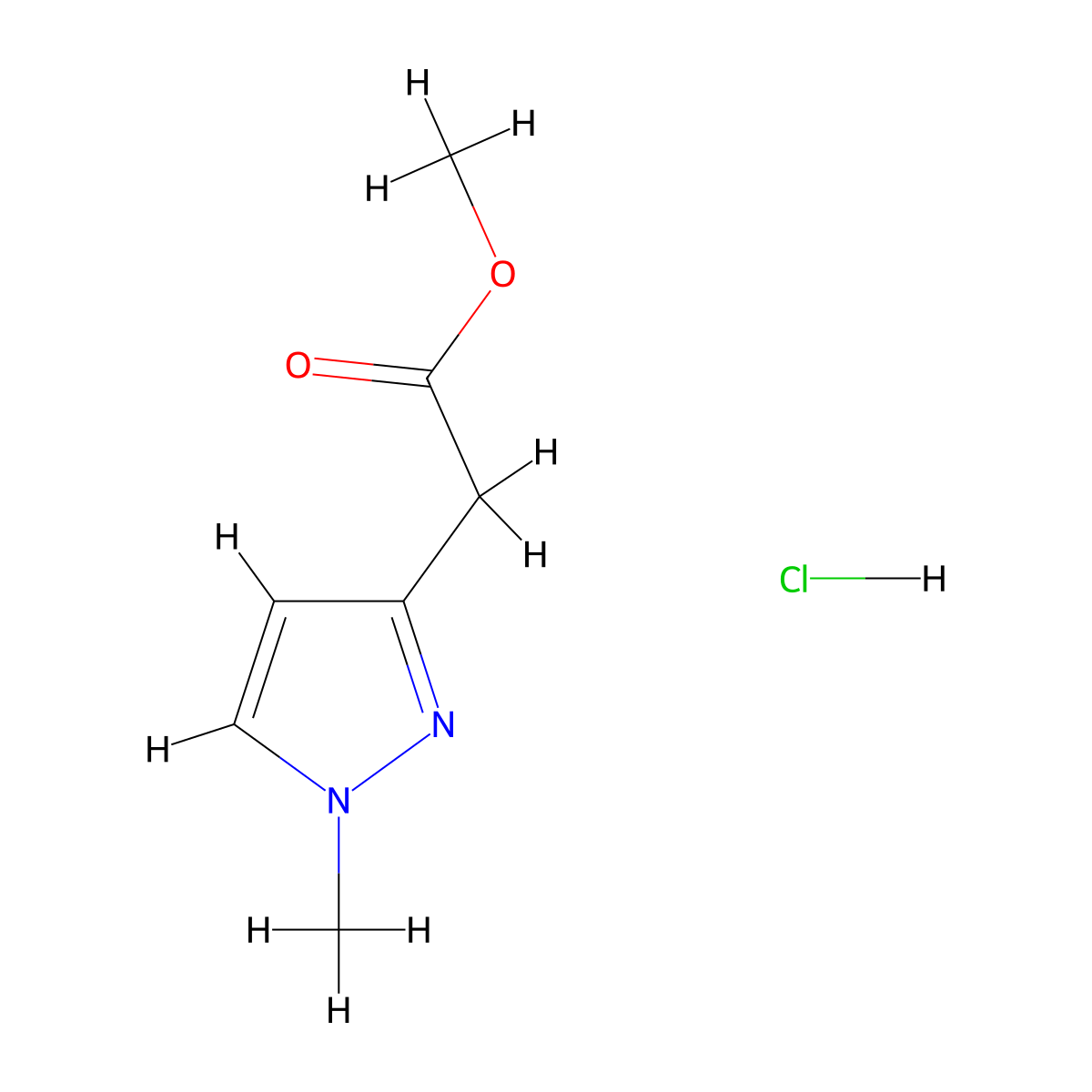 methyl 2-(1-methyl-1H-pyrazol-3-yl)acetate hydrochloride molecular structure, CAS 2248318-37-6