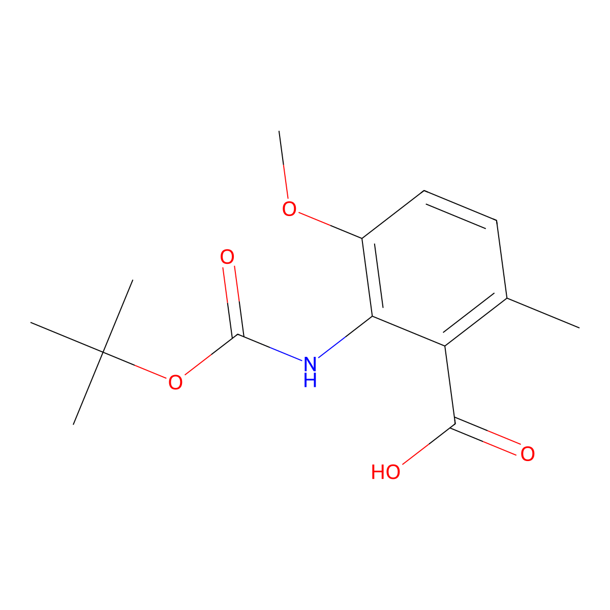 2-{[(Tert-butoxy)carbonyl]amino}-3-methoxy-6-methylbenzoic acid molecular structure, CAS 2248319-72-2