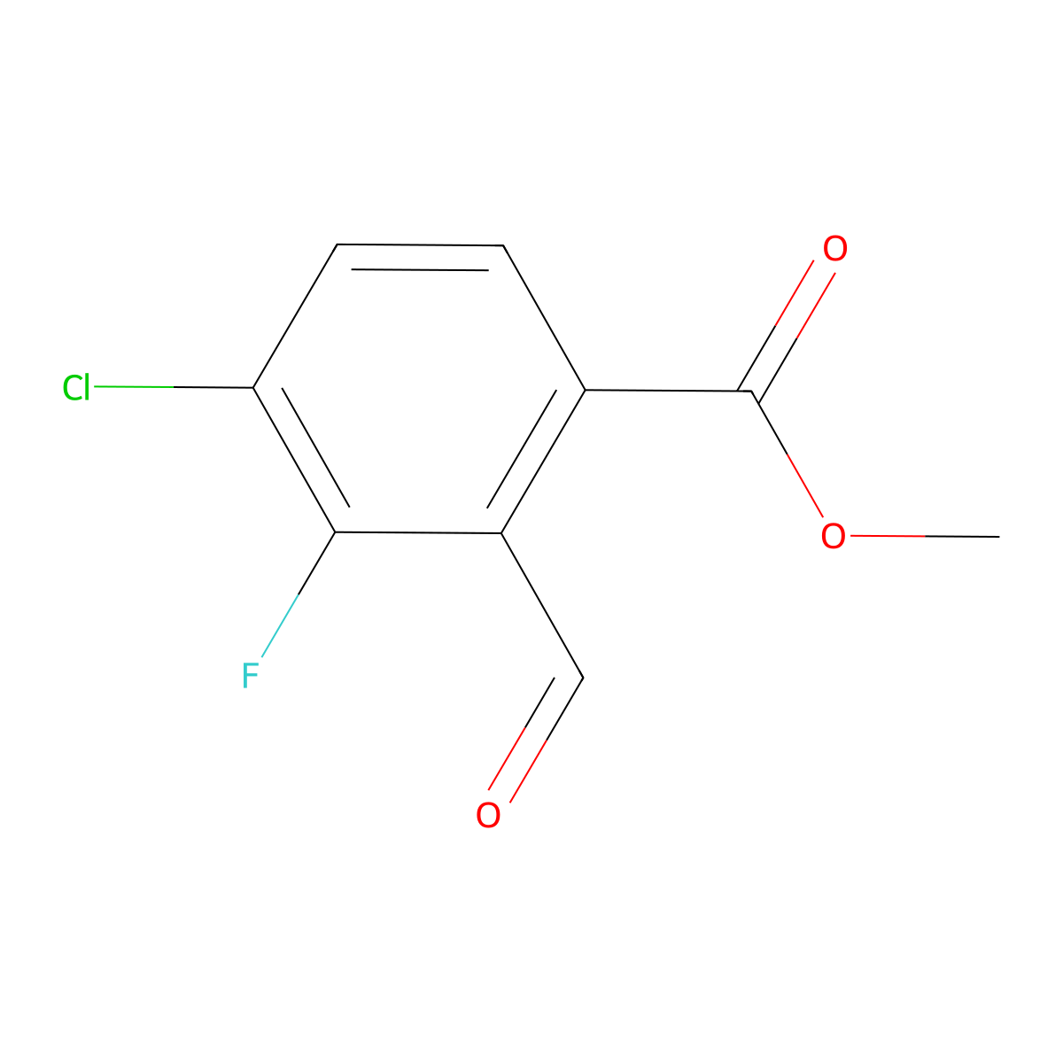 Methyl 4-chloro-3-fluoro-2-formylbenzoate molecular structure, CAS 2248320-19-4