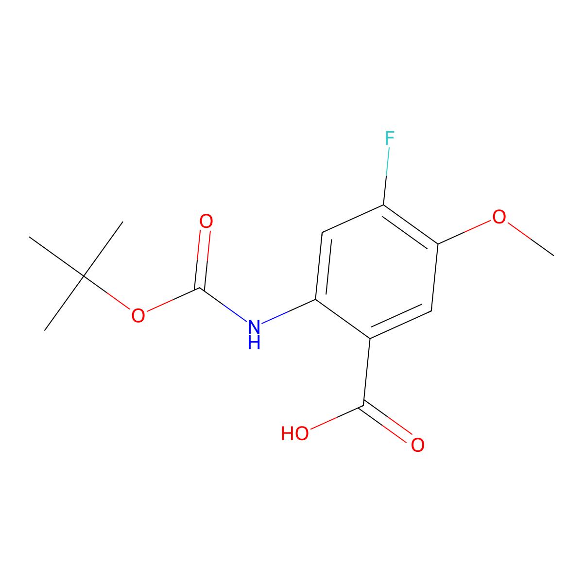 2-{[(Tert-butoxy)carbonyl]amino}-4-fluoro-5-methoxybenzoic acid molecular structure, CAS 2248320-21-8