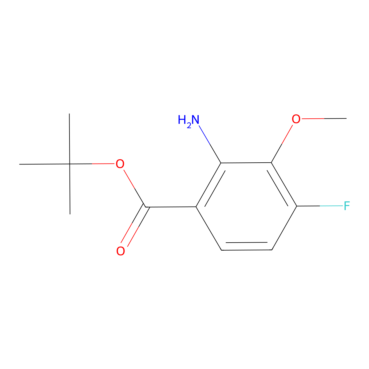 Tert-butyl 2-amino-4-fluoro-3-methoxybenzoate molecular structure, CAS 2248320-85-4
