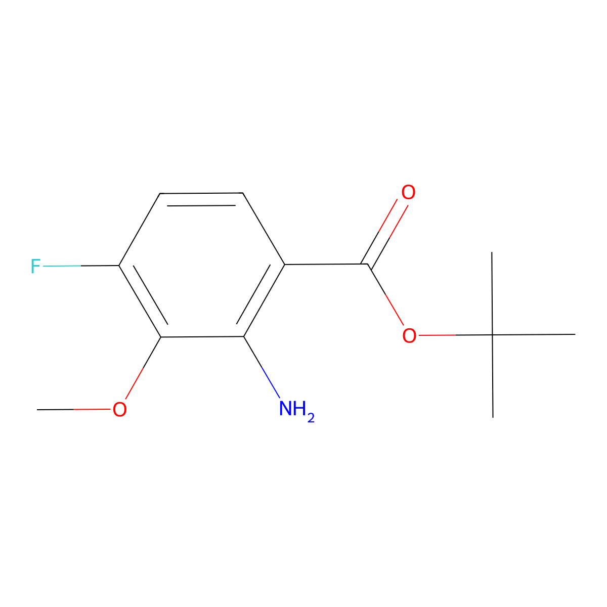 Tert-butyl 2-amino-4-fluoro-3-methoxybenzoate molecular structure, CAS 2248320-85-4